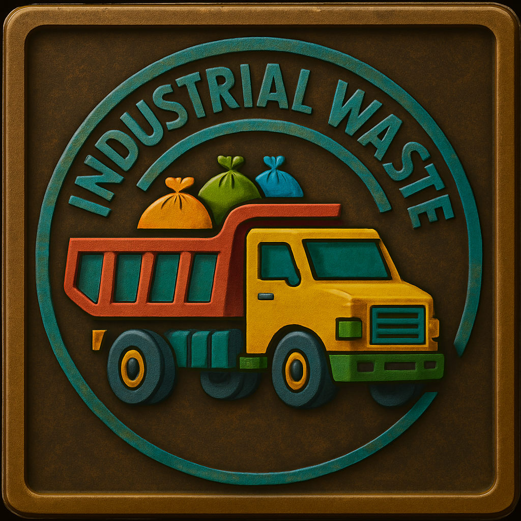 産業廃棄物収集運搬業許可申請をイメージしたトラックのイラスト。産業廃棄物を適正に運搬する業務内容を表している