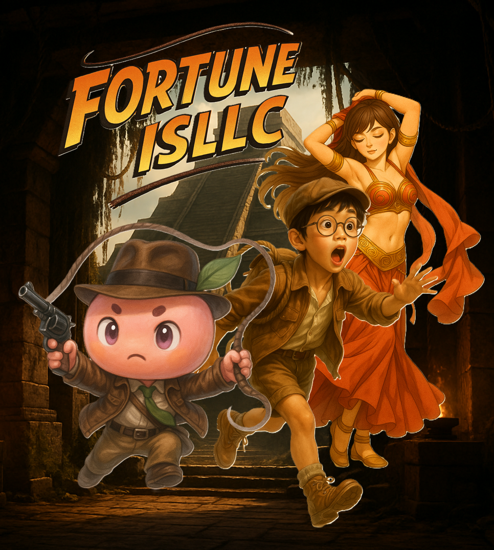 Fortune is LLC 行政書士サービスのイメージビジュアル。相続、公正証書、許可申請などの法務手続きを冒険物語として表現したメインビジュアル