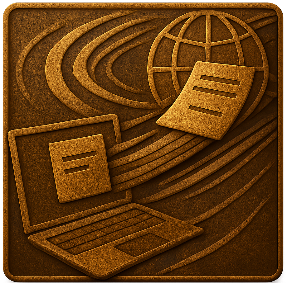 alt="オンラインで書類を作成・提出するイラスト。行政書士による電子申請、在留資格申請や各種許認可手続きをインターネットでサポートする様子