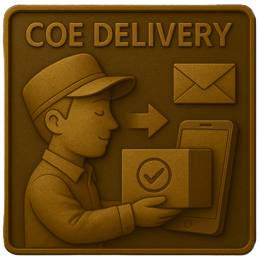 オンライン申請により在留資格認定証明書（COE）がメールで交付され、スマートフォン表示や印刷で在外日本大使館・領事館に提出できる仕組みのイラスト