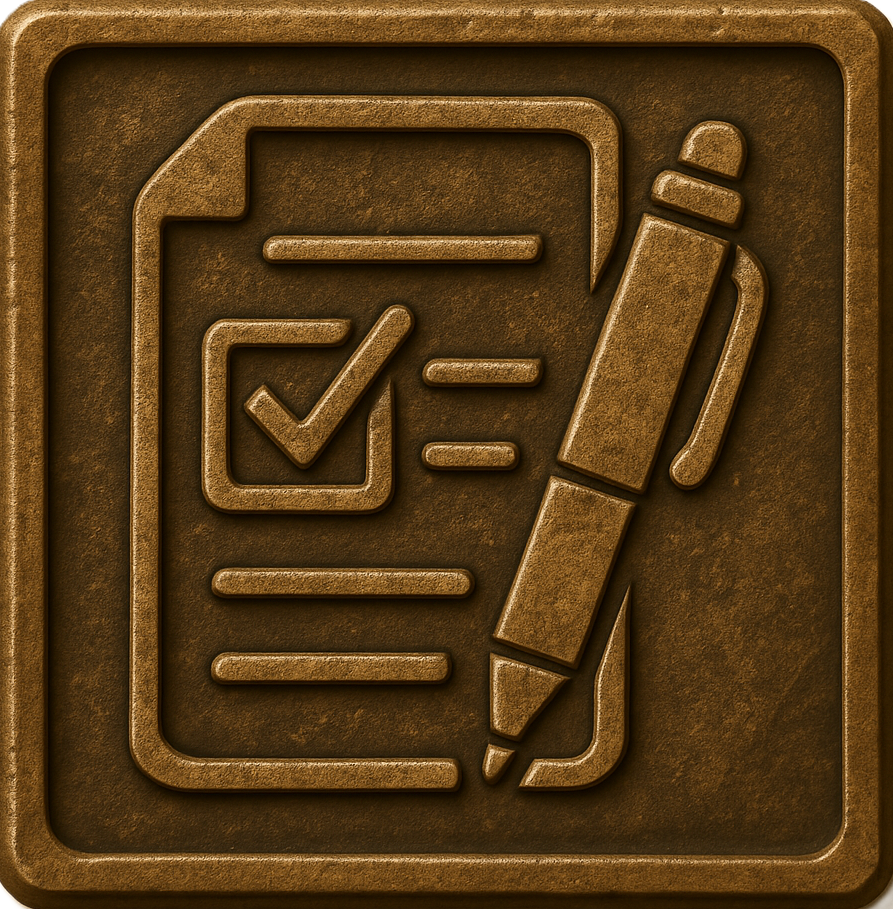 産業廃棄物収集運搬業許可申請に必要な書類作成アイコン。行政書士による申請書作成・記入サポート